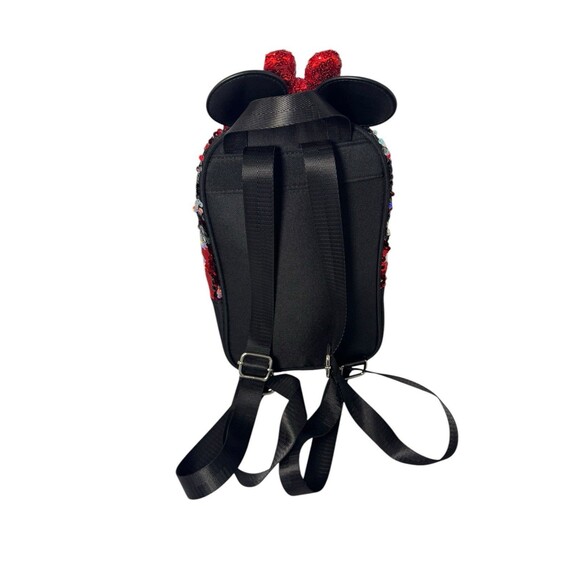 Disney Parks Minnie Mouse Reversible Sequined Mini Backpack RED/BLACK Silver Dot main image 8